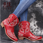 Botas cowboy couro femininas bordadas estilo western