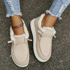 Sapatos de inverno femininos forrados leves confortáveis para uso diário