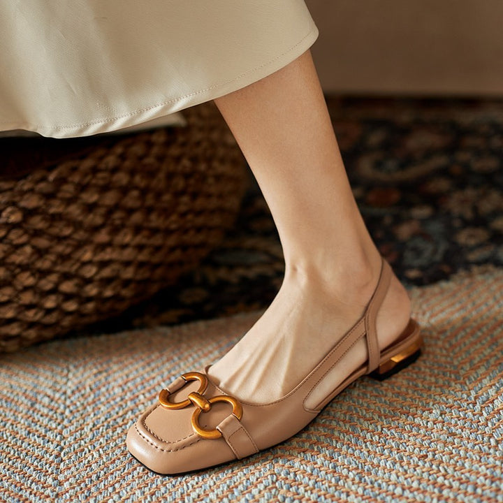 Slingbacks femininos salto baixo bloco com palmilha anatômica e tiras lisas