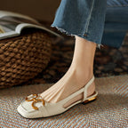 Slingbacks femininos salto baixo bloco com palmilha anatômica e tiras lisas