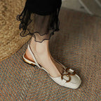 Slingbacks femininos salto baixo bloco com palmilha anatômica e tiras lisas