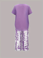 Conjunto feminino 2 peças top e calça capri fluido casual