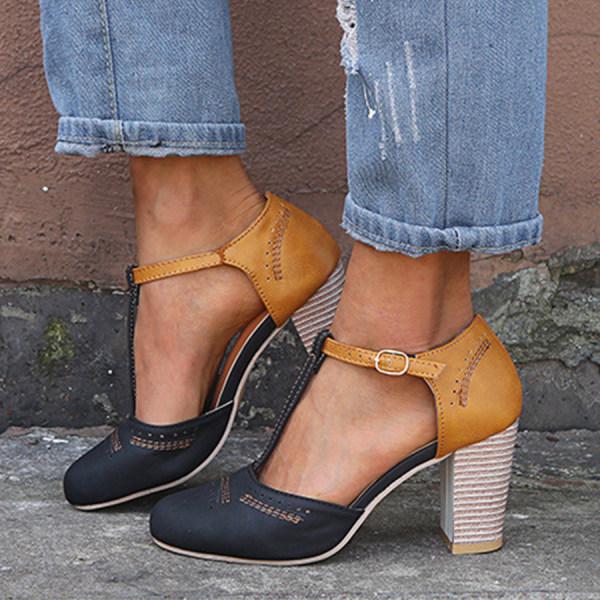 Sapatos de salto femininos ortopédicos em couro com suporte e design elegante