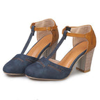 Sapatos de salto femininos ortopédicos em couro com suporte e design elegante