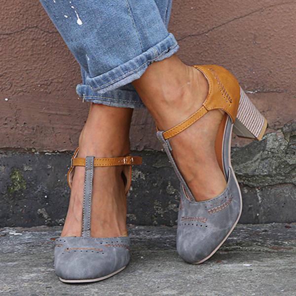 Sapatos de salto femininos ortopédicos em couro com suporte e design elegante