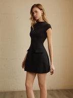 Vestido de cocktail feminino manga curta mini silhueta definida