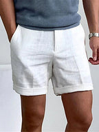 Calções homem casual corte clássico lisos com bolsos laterais
