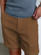 Calções homem casual corte clássico lisos com bolsos laterais