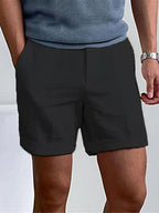 Calções homem casual corte clássico lisos com bolsos laterais