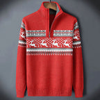 Camisola Homem Fair Isle Meio Fecho Gola Alta manga comprida inverno