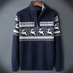 Camisola Homem Fair Isle Meio Fecho Gola Alta manga comprida inverno