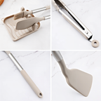 Conjunto de utensílios de cozinha em silicone 12 peças com cabo inox resistente ao calor