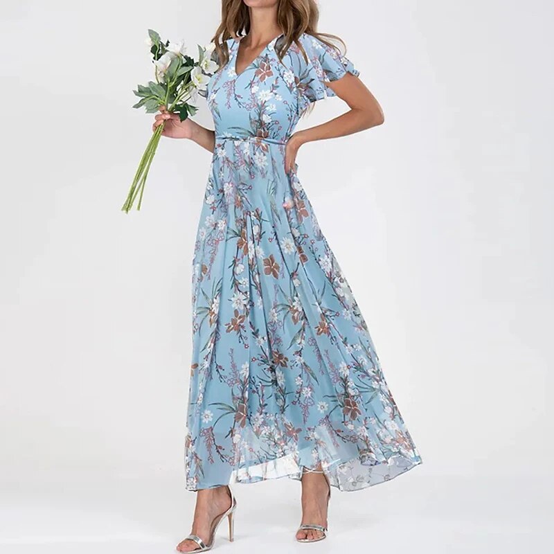 Vestido de Verão Longo | Estampa Floral, Leve e Elegante