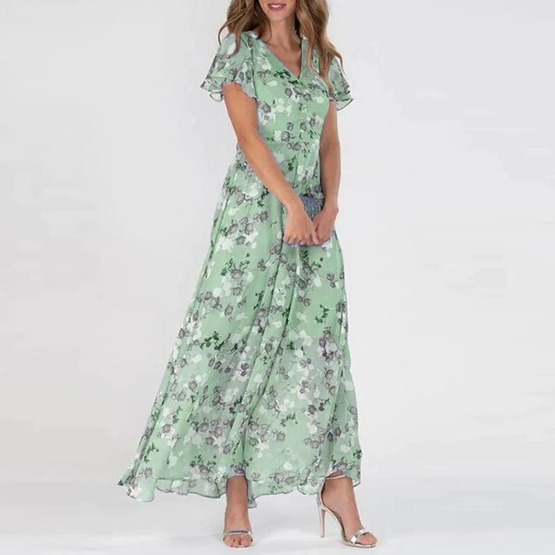 Vestido de Verão Longo | Estampa Floral, Leve e Elegante