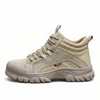 Sapatos de segurança com biqueira de aço antifurão resistentes, cor caqui, sola Kevlar antiderrapante