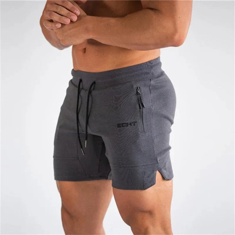 Shorts desportivos homem mesh respirável com bolsos com fecho e secagem rápida