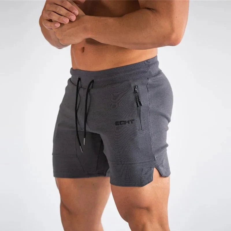 Shorts desportivos homem mesh respirável com bolsos com fecho e secagem rápida