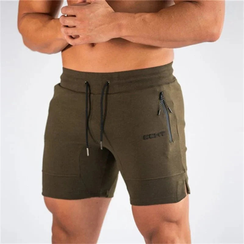 Shorts desportivos homem mesh respirável com bolsos com fecho e secagem rápida