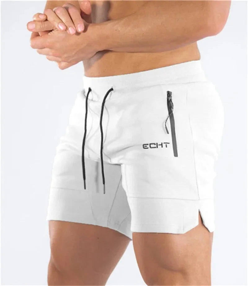 Shorts desportivos homem mesh respirável com bolsos com fecho e secagem rápida