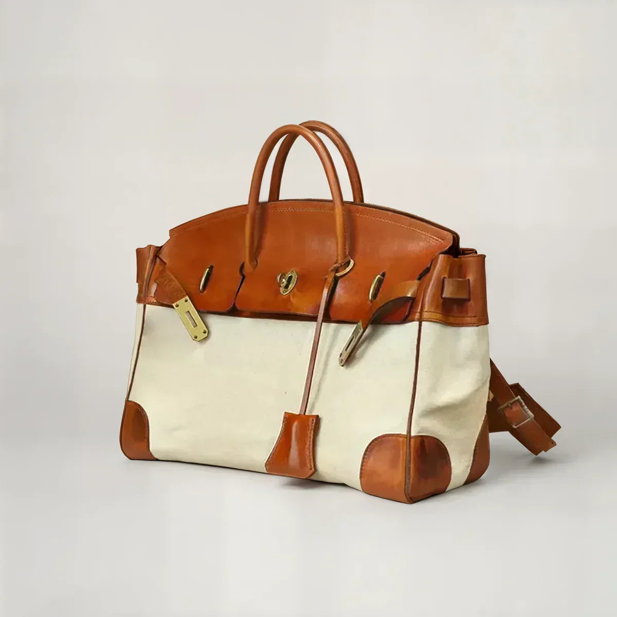 Mala de viagem couro legítimo weekend bag hardware dourado