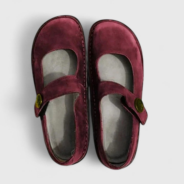 Sapatos Mary Jane ortopédicos femininos bico redondo com tira ajustável