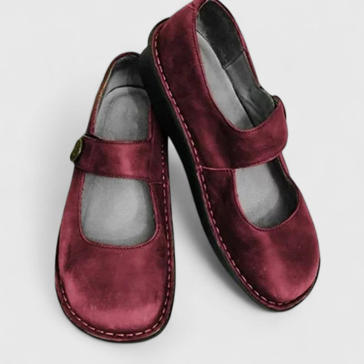 Sapatos Mary Jane ortopédicos femininos bico redondo com tira ajustável