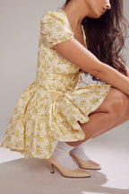 Vestido Midi Floral Envolvido | Decote V, Mangas Bufantes | Verão Feminino