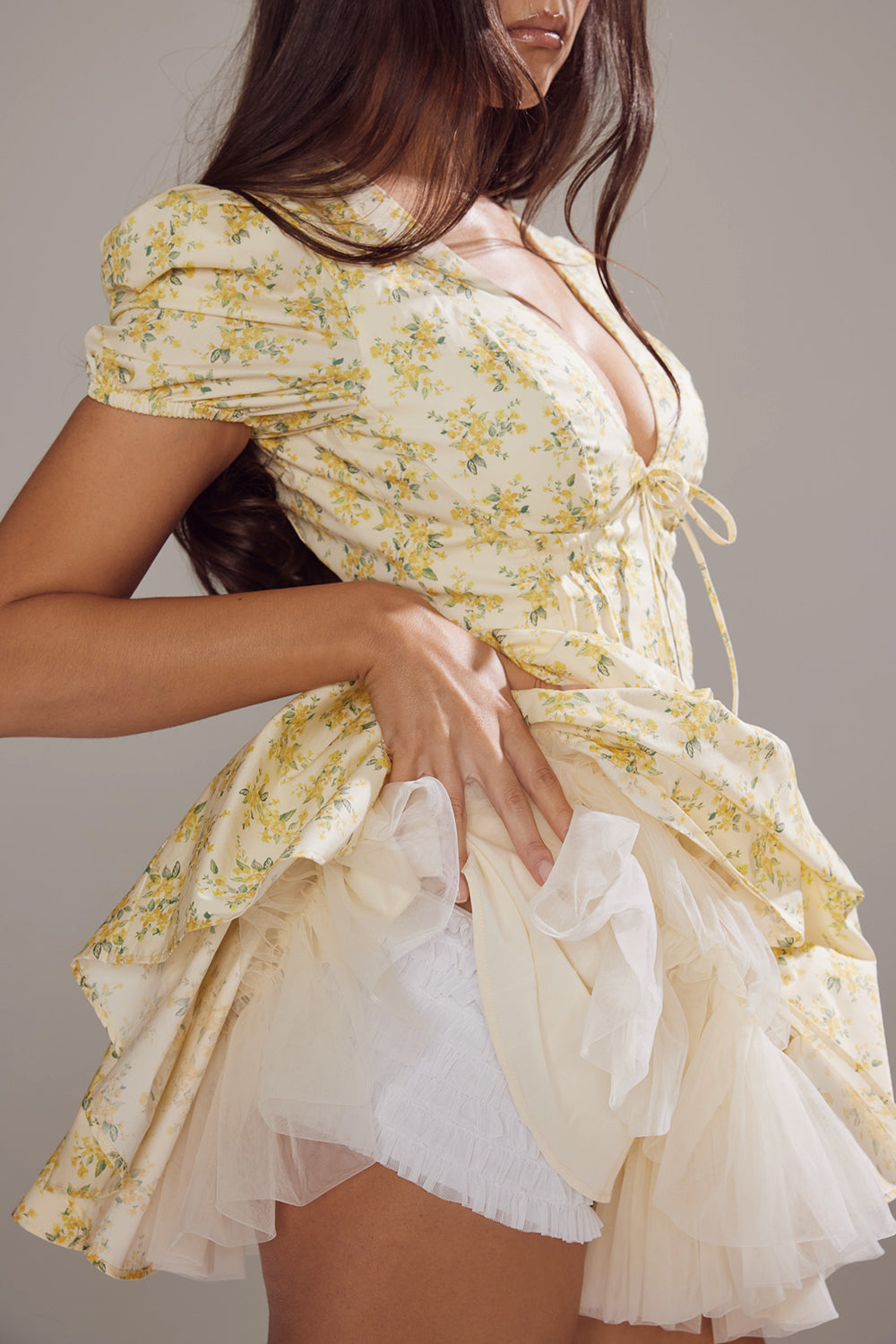 Vestido Midi Floral Envolvido | Decote V, Mangas Bufantes | Verão Feminino
