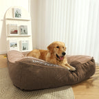Cama ortopédica para cães grande em memory foam com almofada cervical elevada em veludo