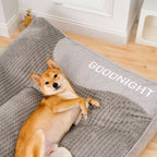 Cama ortopédica para cães grande em memory foam com almofada cervical elevada em veludo