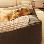 Cama ortopédica para cães grande em memory foam com almofada cervical elevada em veludo