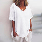 Blusa feminina manga curta folgada casual clássica