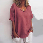 Blusa feminina manga curta folgada casual clássica