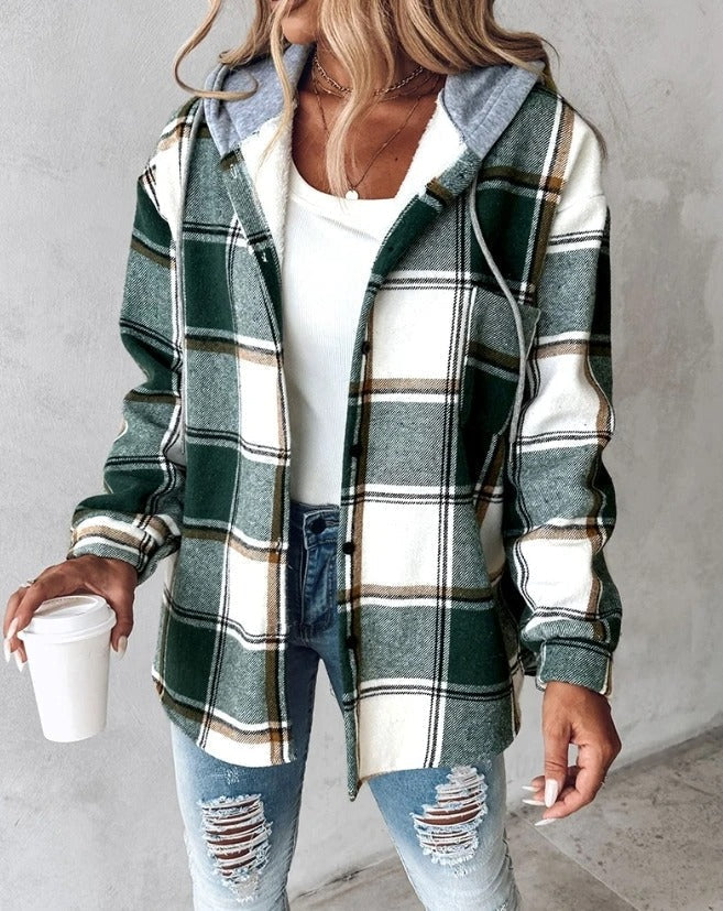 Hoodie feminino estampado com capuz e bolso canguru caimento largo