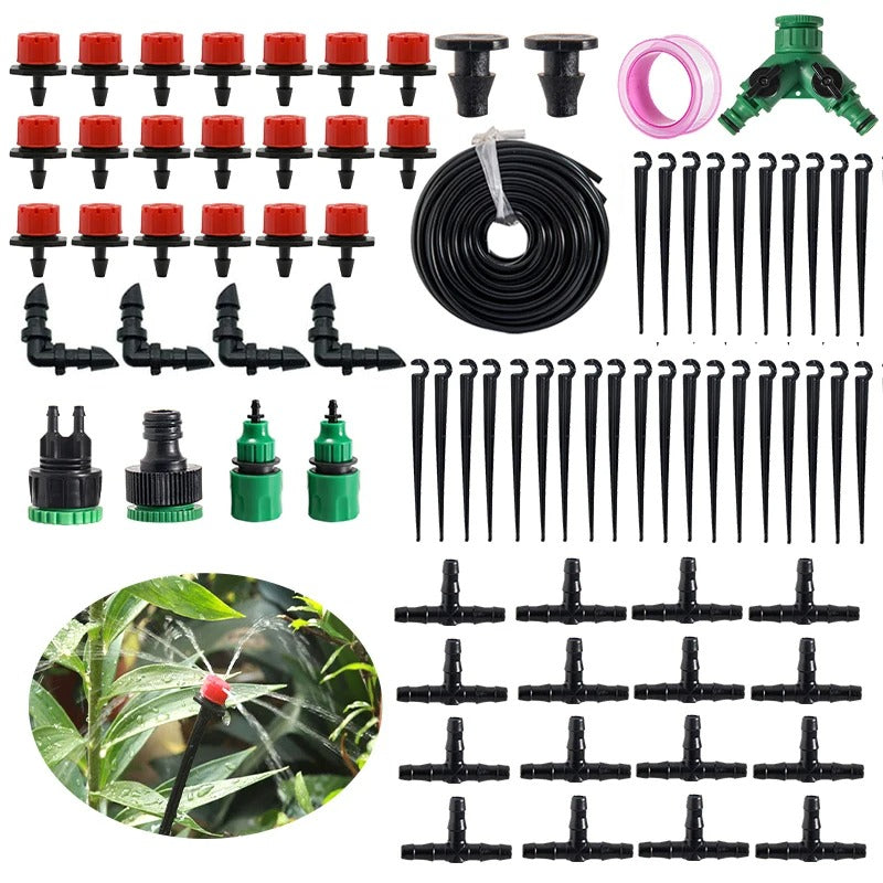 Sistema de irrigação automático para jardim com mangueira e sprinklers ajustáveis