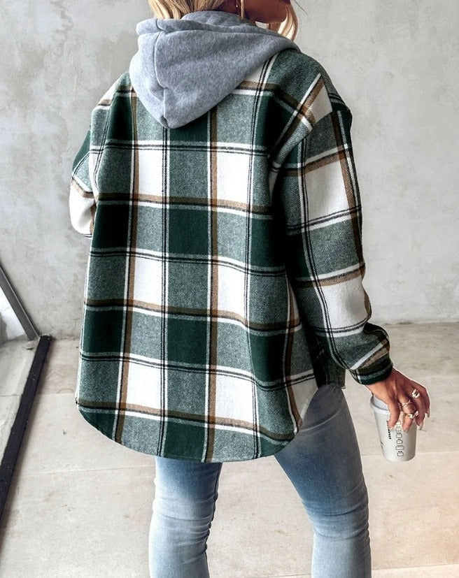 Hoodie feminino estampado com capuz e bolso canguru caimento largo
