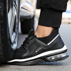 Sapatos de segurança com biqueira de aço sneakers ortopédicos femininos antiderrapantes