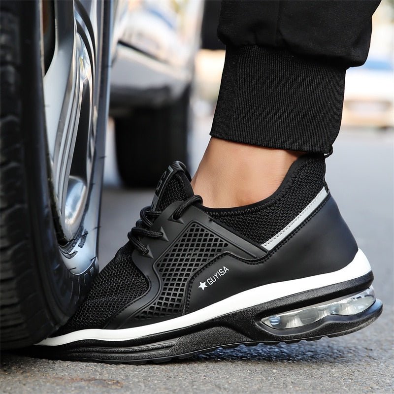 Sapatos de segurança com biqueira de aço sneakers ortopédicos femininos antiderrapantes