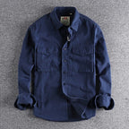 Camisa utilitária masculina casual corte slim em verde militar
