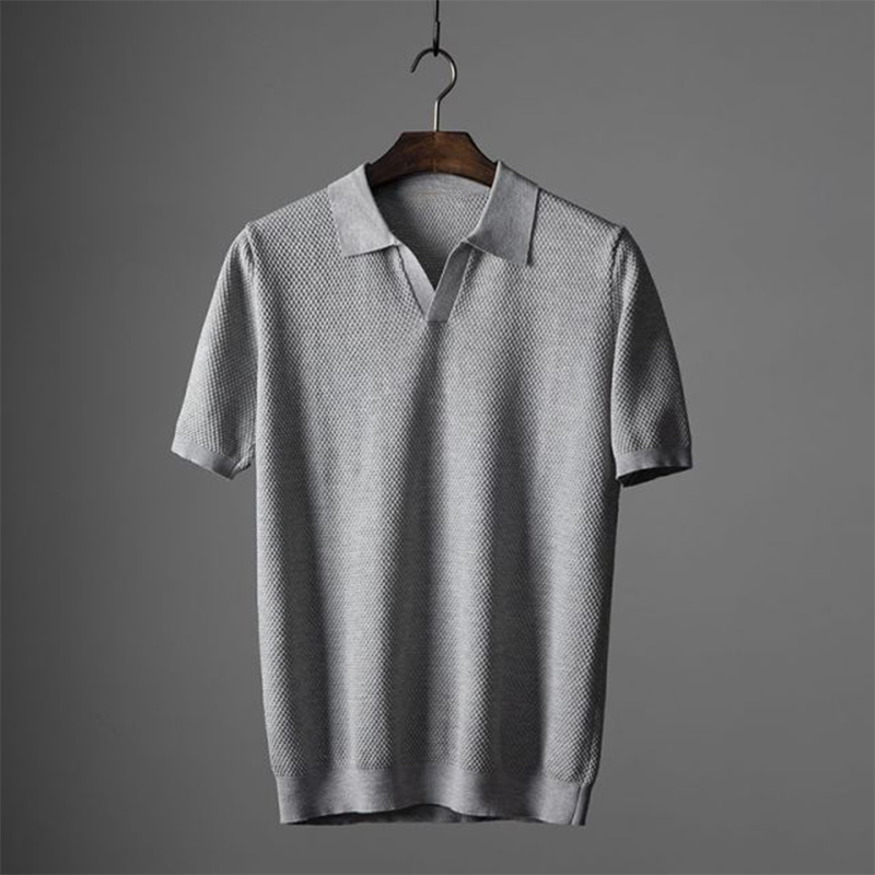Polo masculino manga curta texturizado clássico com gola polo