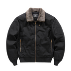 Bomber jacket homem com colarinho alto e fecho de correr