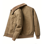 Bomber jacket homem com colarinho alto e fecho de correr
