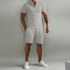 Conjunto masculino 2 peças polo e short casual respirável verão
