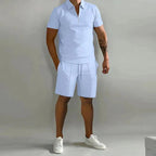 Conjunto masculino 2 peças polo e short casual respirável verão