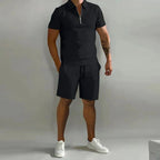 Conjunto masculino 2 peças polo e short casual respirável verão