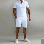Conjunto masculino 2 peças polo e short casual respirável verão