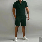 Conjunto masculino 2 peças polo e short casual respirável verão