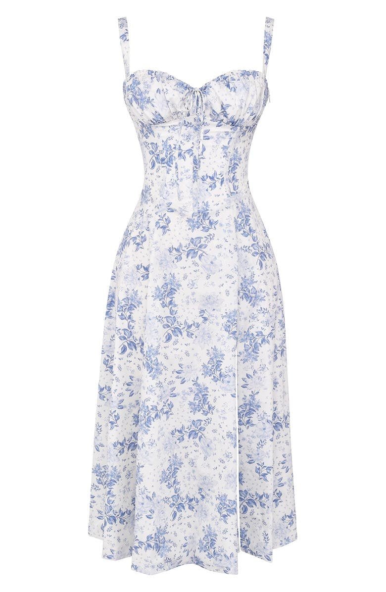Vestido midi mulher com detalhe corset, silhueta ajustada e saia fluida