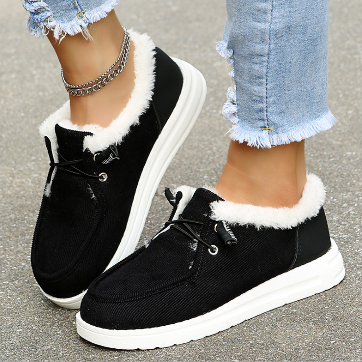 Sapatos de inverno femininos forrados leves confortáveis para uso diário