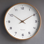 Relógio de parede em madeira silencioso com design escandinavo minimalista, madeira natural